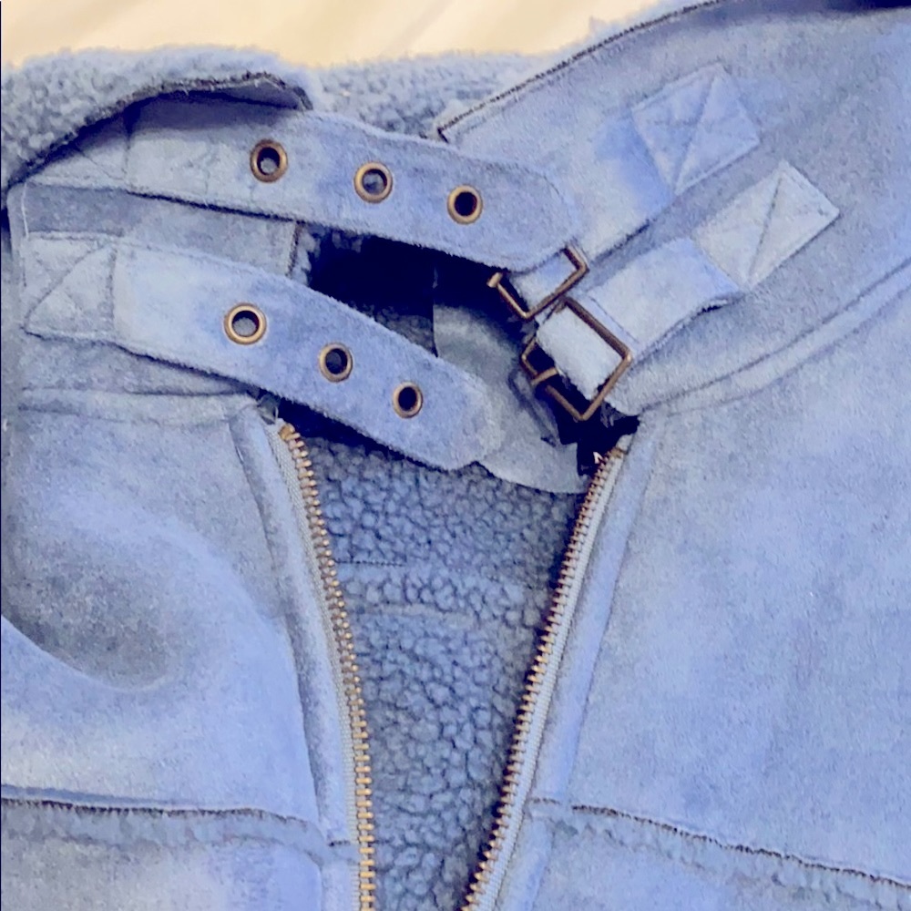 Blue short winter Jacket with zipper front - Picture 4 of 7